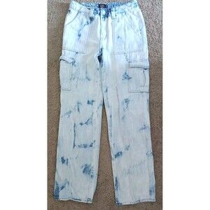 Simple Society Cargo Jeans Size 5/27 Acid Wash High Rise Bleached Baggy Gorpcore